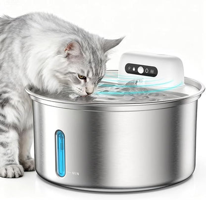 Casfuy W12 Upgraded Wireless Smart Stainless Steel Dog & Cat Water Fountain, 108-oz