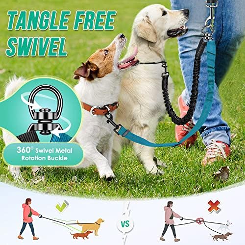 AUTOWT Two Dog Lead, 2 in 1 Upgraded Double Dog Leash Attachment Combine Adjustable Strap and Shock Absorbing Bungee No Tangle Dual Training Splitter for Different Size Dogs - Image 4