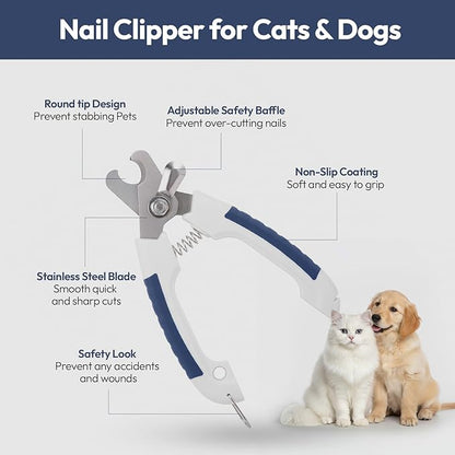 BPG Pet Grooming Tools for Dogs & Cats- Pet Nail Clippers Stainless Steel Nail Trimmer with Safety Guard & Non-Slip Grip