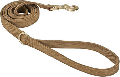 Soft Corduroy Fibric Dog Leash, 5 Feet Length Lead with Heavy Duty Rotating Hook, for Medium Large Dogs.(M,Brown)
