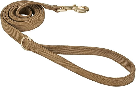 Soft Corduroy Fibric Dog Leash, 5 Feet Length Lead with Heavy Duty Rotating Hook, for Medium Large Dogs.(M,Brown)