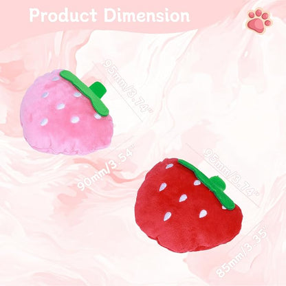 YXQ 2PCS Strawberry Dog Toy Pet Interactive Chew Toy Big Red and Pink Pet Plush for Dog Teething and Playing and Chewing