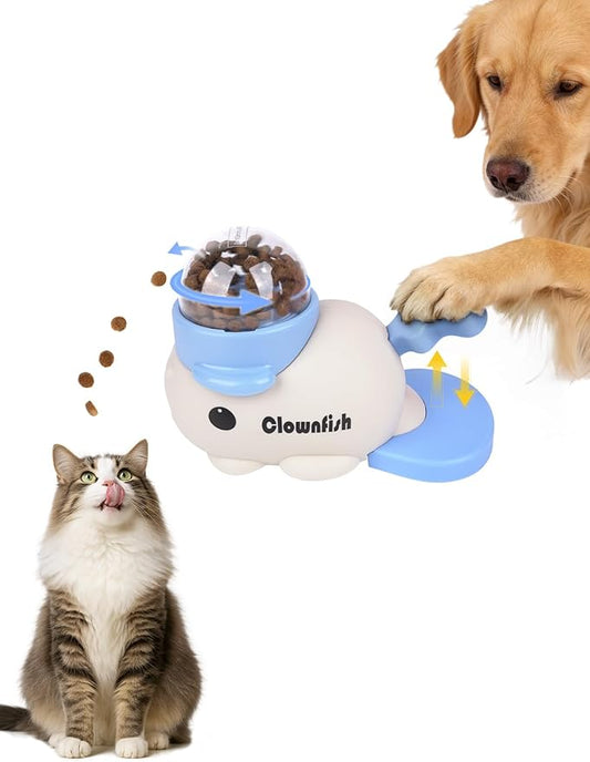 Dog Treat Dispenser Puzzle Toy, Intercative Slow Feeder Bowl for Cats and Dogs, Mental Stimulation Enrichment Toy, Indoor Pet Feeder with Silicone Mat to Keep Pets Busy,Multiple Colors (Blue)