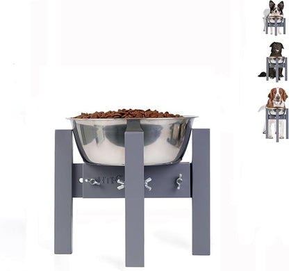 Elevated Dog Bowl Stand,Adjustable Dog Food Stand for 6”-8” Bowls,Single DogBowl Holder 7” Tall for Cats and Small Dogs Grey