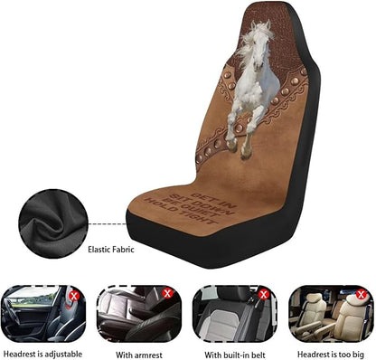 Horse Car Seat Covers Front Set, Car Accessories Automotive Seat Covers for Women Men, Breathable Car Interior Covers Seat Protectors for Trucks SUV Sedans