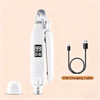 2-in-1 Dog Nail Clippers & Cat Nail Clipper with 2 LED Lights, USB Rechargeable with Smart Power Display, Low Noise Grooming Tool for Small, Medium, and Large Dog & Cat Nail Trimmer(White)