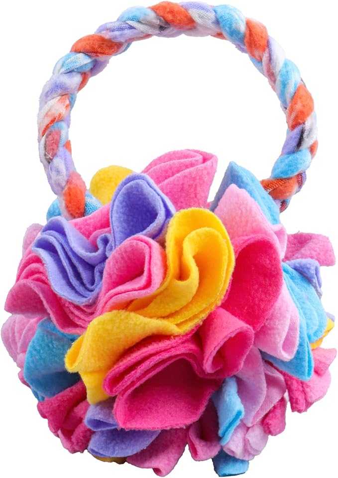 Snuffle Ball with Handle, Tug of War Rope Toys for Small Medium Dogs, Interactive Dog Toys Puppy Training Pull Toy for Exercise & Interactive Play Games (Multicolor)