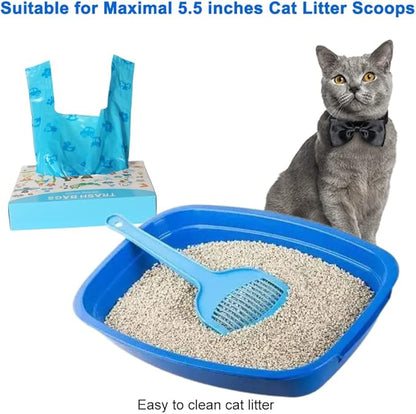 Odor Sealing Cat Litter Poop Clump Pick-Up Bags with Handles Scoop Tie Bags Dog Waste Bag, Leak Proof Pet Disposal, Unscented, 100 bags