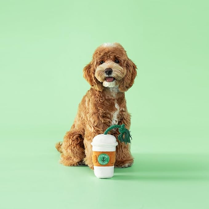 CHEWFFON Dog Puzzle Toy, Interactive Snuffle Puppy Toys, Squeaky & Crinkle Sounds for Boredom, Cute Puppy Enrichment Toy, Coffee Cup Plush Toys for All Dog Sizes