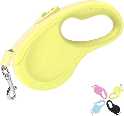 Retractable Dog Leash, 16Ft/5M Light Weight Retractable Leash for Small Medium Dogs/Cats Up to 50lbs, Strong Nylon Tape 360° Tangle-Free One-Hand Brake (Yellow)