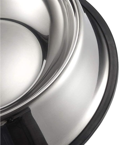 Juvale Stainless Steel Dog Bowls Set - Nonslip Dog Water Bowl Base - Dual Food & Water Pet Dishes - Dishwasher Safe Cat Dish - Pack of 2, 10 in Diameter