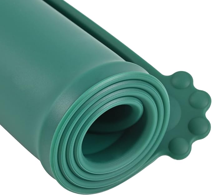 Silicone Waterproof Dog Cat Pet Feeding Mats, Non Slip, Easy Clean Pet Dog Cat Bowl Mats Placemat (18.5" x 11.5") Hunter Green