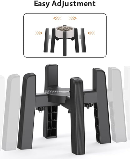 CZPET Dog Bowl Stand with Adjustable Width [Stand Only], Elevated Pet Water & Food Feeder for Medium Dogs, Stable and Anti-Slip Raised Bowl