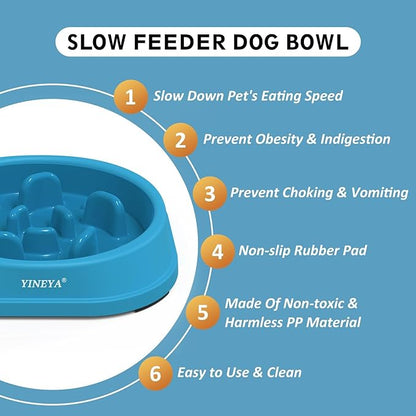 2PCS Anti-Choking Slow Feeder Dog Bowls Small Size Dog, Slow Feeder Cat Bowl, Supplies and Puzzle for Pet