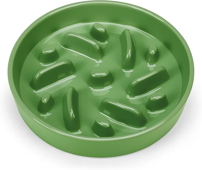 Ceramic Slow Feeder Dog Bowl, 8.3 inch Dog Food Bowls for Small, Medium, and Large Breed, Anti-Slip Puzzle Food Dish to Slow Down Eating (Green, 8.3 in)