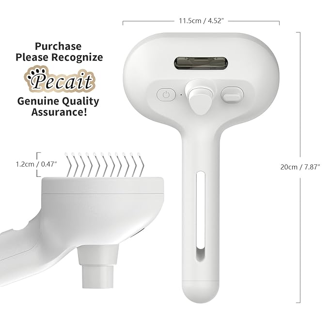 Cat Steam Brush for Shedding, 3 In 1 Steam Cat Brush Self Cleaning, Dog Brush for Long and Short Hair Dogs and Cats, Pet Grooming Comb Remove Tangled Loose Hair, Type-C Fast Charging (White)