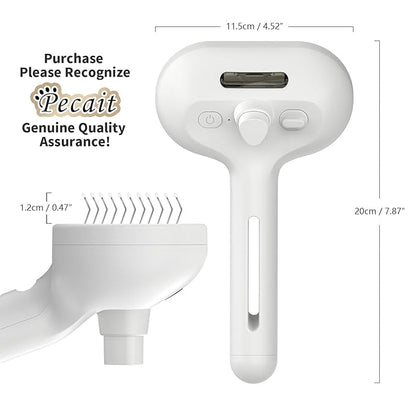Cat Steam Brush for Shedding, 3 In 1 Steam Cat Brush Self Cleaning, Dog Brush for Long and Short Hair Dogs and Cats, Pet Grooming Comb Remove Tangled Loose Hair, Type-C Fast Charging (White)
