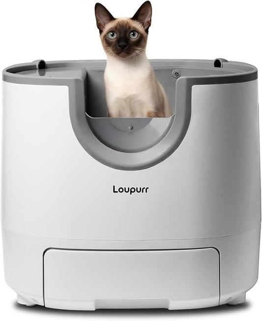 self Cleaning Litter Box Large Capacity, Automatic Cat Litter Box Open-Top Design for Multiple Cats with Integrated Safety Protection Includes Waste Bags (2026 Upgraded Model)