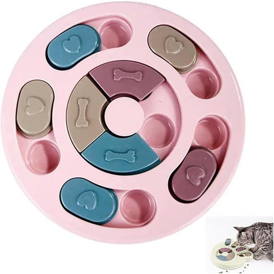 Anti-Choking Interactive Puzzle Toy for Slow Dispensing Feeding for Pets, 2023 New Dog Puzzle Toys, Dog/Cat Food Puzzle Feeder, Dog Stimulation Toys for Small and Medium-Sized Dogs (Pink, Circle)