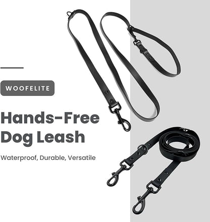 Hands-Free Waterproof Dog Leash, Adjustable Waist & Crossbody Dog Leash for Running, Walking & Hiking (Black, 8 FT)