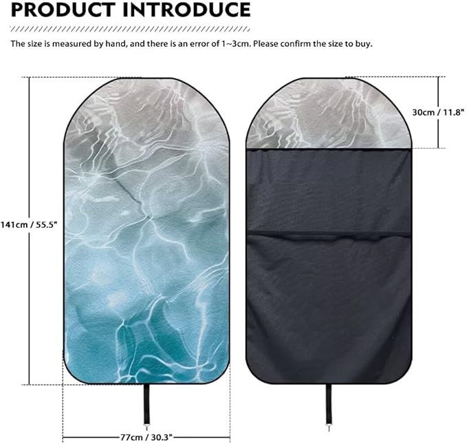 Coldinair Blue Ocean Towel Car Seat Cover for Men,Sweat Car Seat Protector after Workout,Gym,Swimming,Anti-Slip Universal Car Seat Covers for Truck,Van,SUV