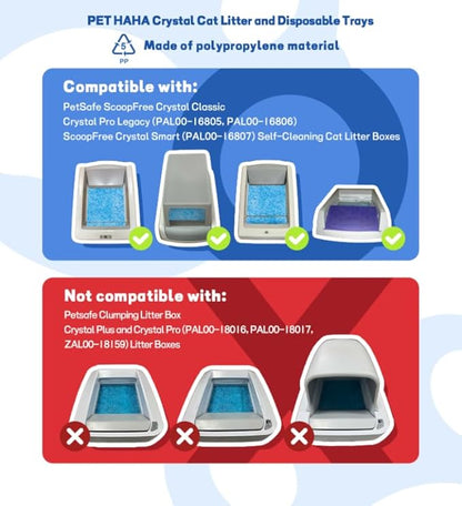 Crystal Cat Litter and Disposable Litter Trays 3 Sets Compatible with Petsafe Scoop-Free Classic/Legacy/smart Litter Boxes, Triple Leak Proof Design, Excellent OdorControl, One-Hand Disposing.