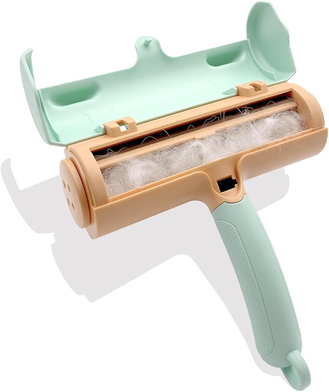 Pet Hair Remover Roller, Reusable Pet Hair Removal Brush for Dogs and Cats, Self Clean Fur from Couch, Bed, Rugs, Laundry and Clothes, Green