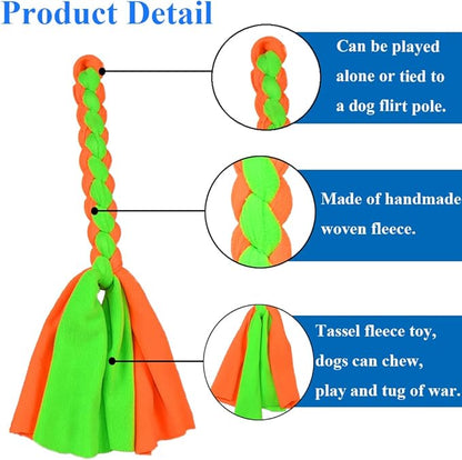 ASOCEA 2 Pack Dog Fleece Rope Toy for Dog Chase and Tug Pet Interactive Cotton Chew Toy Dog Tether Lure Toy Dog Flirt Pole Replacement Toys to Outdoor Exercise & Training