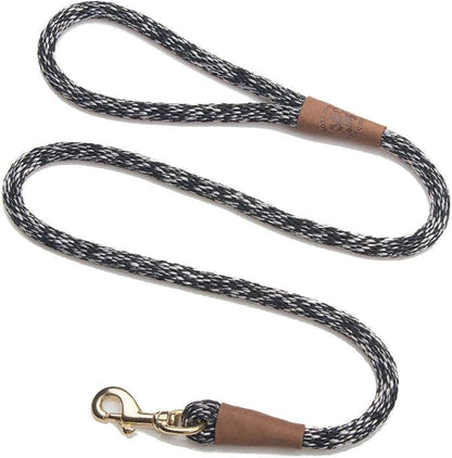 Mendota Pet Snap Leash - British-Style Braided Dog Lead, Made in The USA - Salt & Pepper, 3/8 in x 6 ft - for Small/Medium Breeds