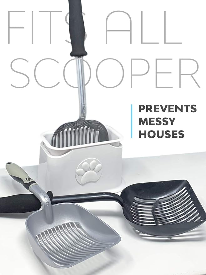 iPrimio Universal Cat Litter Scooper Holder - Durable with Heavy Scoopers Holding Stability - Kitty Litter Box Scooper Accessory - Works with Plastic & Metal Cat Scoop Holder - 4 Color Options