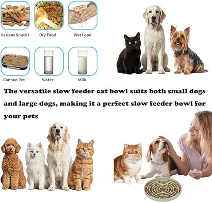 Slow Feeder Dog Food Bowl,Puzzle Silicone Feeding Bowls with Suction Cups, Anti-Choking Pet Slow Feeding,Non Slip Maze Puzzle Dog Feeder Bowl Prevent Bloating, Easy to Clean
