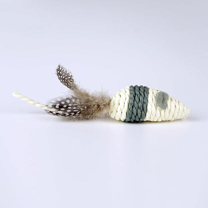 TTcat Cat Toys Set with Paper Rope & Feathers Ball and Mouse 2 Pack, Interactive Toys for Indoor Cats and Kittens.