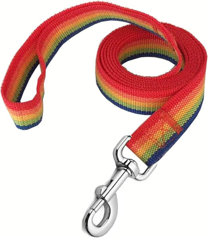 Strong Nylon Dog Leash, 4FT/ 5 FT/ 6FT Dog Leashes for Medium Large Dogs (6FT, Rainbow)