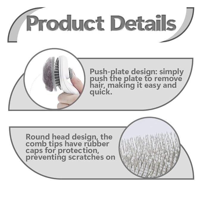 Cat Brush for Shedding & Grooming, Self-Cleaning Cat Slicker Brush with Push Button | Gentle Deshedding & Dematting Tool for Short & Long Hair Cats and Dogs | Massaging Pet Hair Remover for Loose Fur