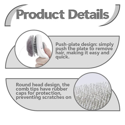 Cat Brush for Shedding & Grooming, Self-Cleaning Cat Slicker Brush with Push Button | Gentle Deshedding & Dematting Tool for Short & Long Hair Cats and Dogs | Massaging Pet Hair Remover for Loose Fur
