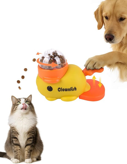 Dog Treat Dispenser Puzzle Toy, Interactive Slow Feeder Bowl for Cats and Dogs, Mental Stimulation Enrichment Toy, Indoor Pet Feeder with Silicone Mat to Keep Pets Busy,Multiple Colors (Yellow)