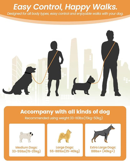 Hands Free Dog Leash, 2-in-1 Detachable Pet Seatbelt,5.9-9.2 ft Crossbody Dog Leash with Double-Sided Reflective for Walking, Hiking, Travel etc.(Orange)