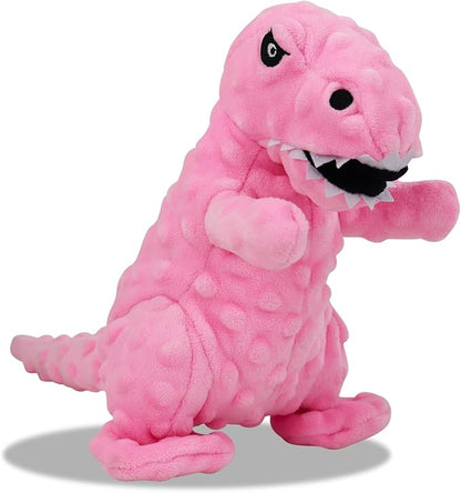 Andiker Dog Squeaky Toys, 8.66 in Plush Dogs Toy Soft Dogs Chew Toys in Dinosaur Shape for Chewing Biting Stuffed Dog Toys with a 3.93 in Squeaker and Crinkle Paper for All Puppy (Pink)