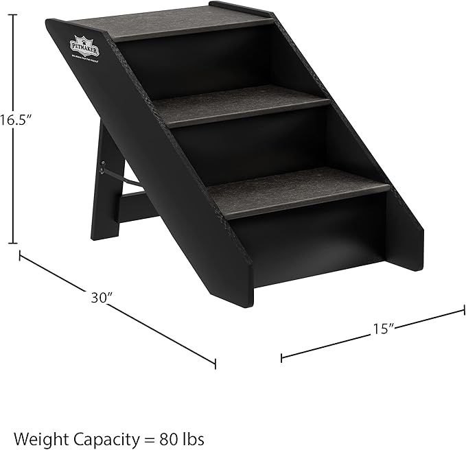 Pet Stairs - Home and Vehicle Foldable Nonslip Dog Steps with 3-Step Design - for Puppies, Kittens, and Other Small Pets by PETMAKER (Gray)