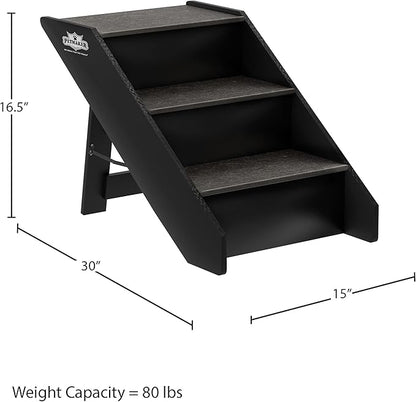 Pet Stairs - Home and Vehicle Foldable Nonslip Dog Steps with 3-Step Design - for Puppies, Kittens, and Other Small Pets by PETMAKER (Gray)