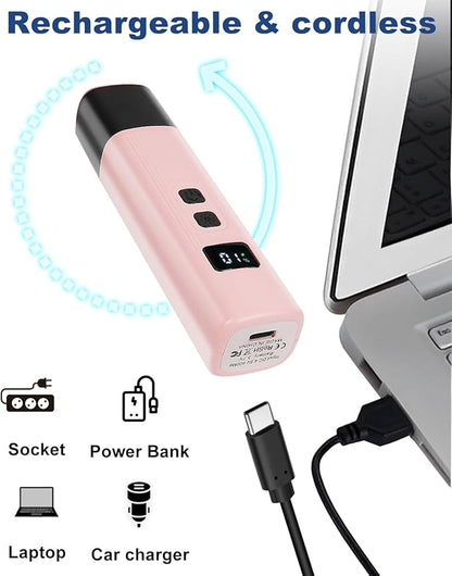 Electric Dog Nail Grinder with 2 Level LED Lights, 2 Speed Super Quiet and Low Vibration Electric Cat Nail Grinder - Rechargeable Pet Nail Grinder for Small Dogs Cats - Pink