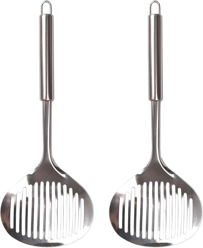 2pcs Cat Litter Scoop, Stainless Steel Litter Scoop Long Handle Durable Cat Mesh Shovel (Sliver)