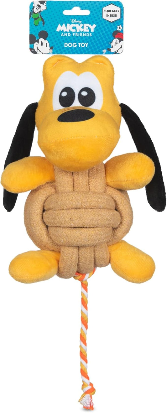 Disney for Pets Pluto Knotty Rope Pet Toy with Squeaker, 9 Inch | Squeaky Dog Toys for Pets | Rope Tug Toy for Dogs Inspired by Pluto of Mickey and Friends