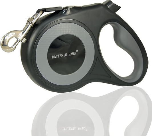 Retractable Dog Leash Strong Nylon Tape 16Ft Reflective Stitch for Night Walking One-Handed Brake Anti-Slip Handle XL Black