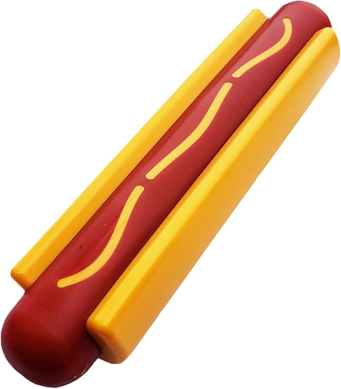 SodaPup Hot Dog – Durable Dog Chew Toy Made in USA from Non-Toxic, Pet Safe, Food Safe Nylon Material for Mental Stimulation, Clean Teeth, Fresh Breath, Problem Chewing, Calming Nerves, & More