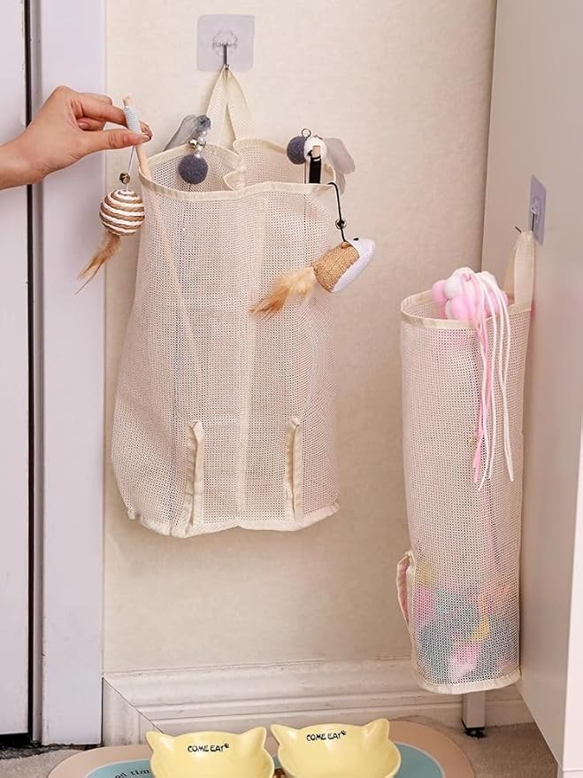 1pc Mesh Storage Bag for Cat Toys - Wall Hanging Organizer, Perfect for Pet Accessories, Toy Storage Organizer, Shelf Baskets