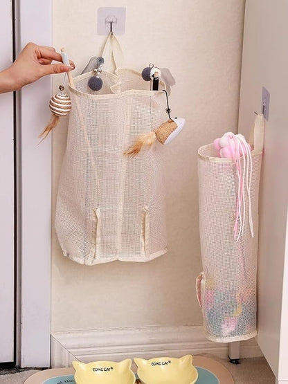 1pc Mesh Storage Bag for Cat Toys - Wall Hanging Organizer, Perfect for Pet Accessories, Toy Storage Organizer, Shelf Baskets