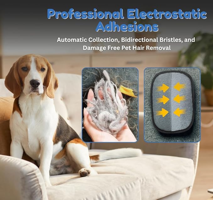 2 Pcs Pet Hair Removal Glove for Dogs and Cats, Reusable Electrostatic Grooming Gloves, Dog and Cat Fur Remover Gloves for Couch, Carpet, Clothing, Car Seats, Bedding
