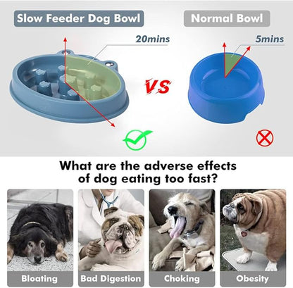 Slow Feeder Dog Bowl,Anti Gulping Healthy Eating Interactive Bloat Stop Fun Alternative Dog Slow Food Feeding Pet Bowl,