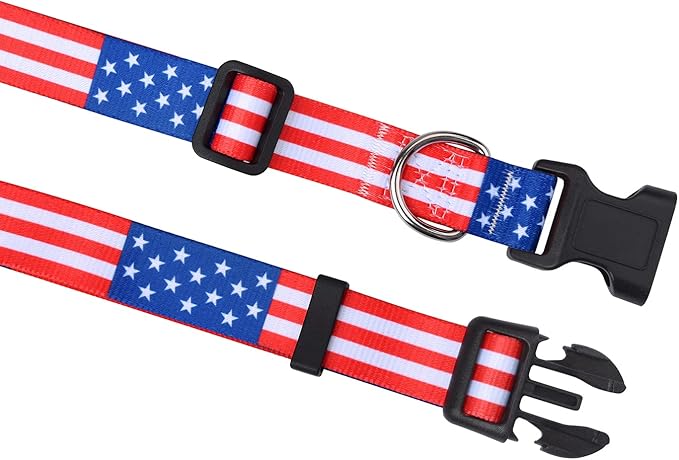 American Flag Dog Cat Collar - Patriotic, US Flag Pattern, Star & Stripes, Fourth of July Dog Collar, Adjustable for Small Medium Large Dogs & Cat(Classic US,XS)